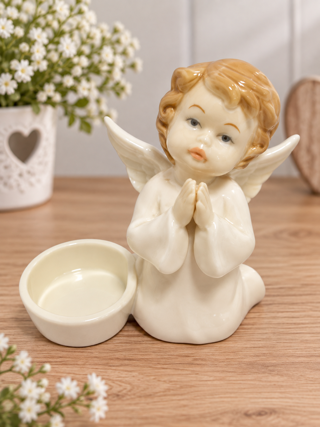 Porcelánový anděl se svícnem – 11 cm 315-5190