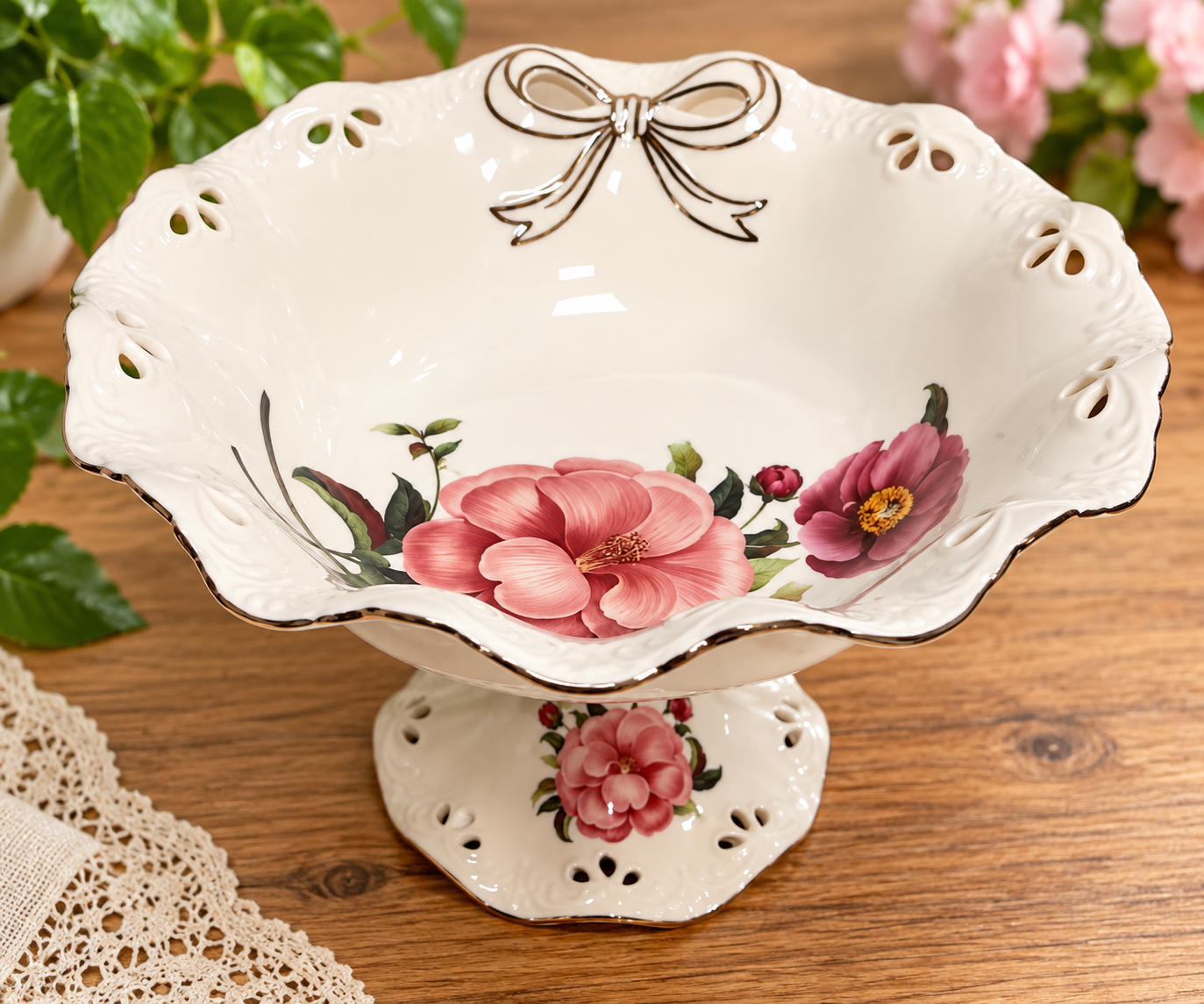 Porcelánová mísa na noze – 23 × 16 cm