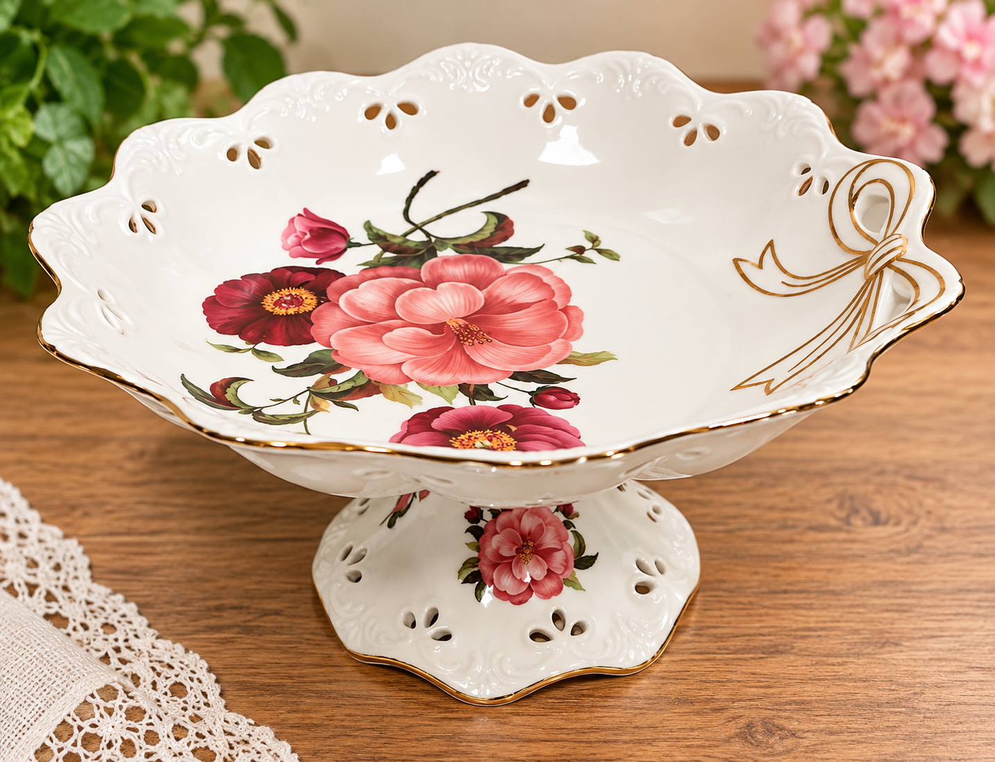  Porcelánová mísa na noze – 25 × 17 cm