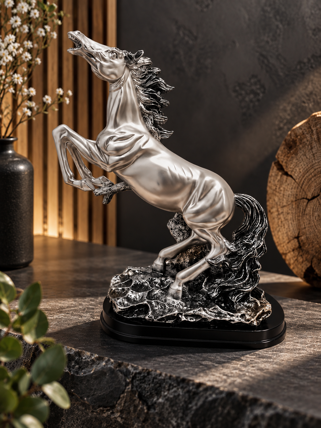 Dekorativní vzpínající se kůň – polyresin33cm E198