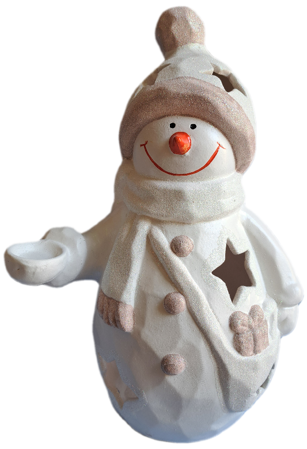 Sněhulák na svíčku keramika 46cm