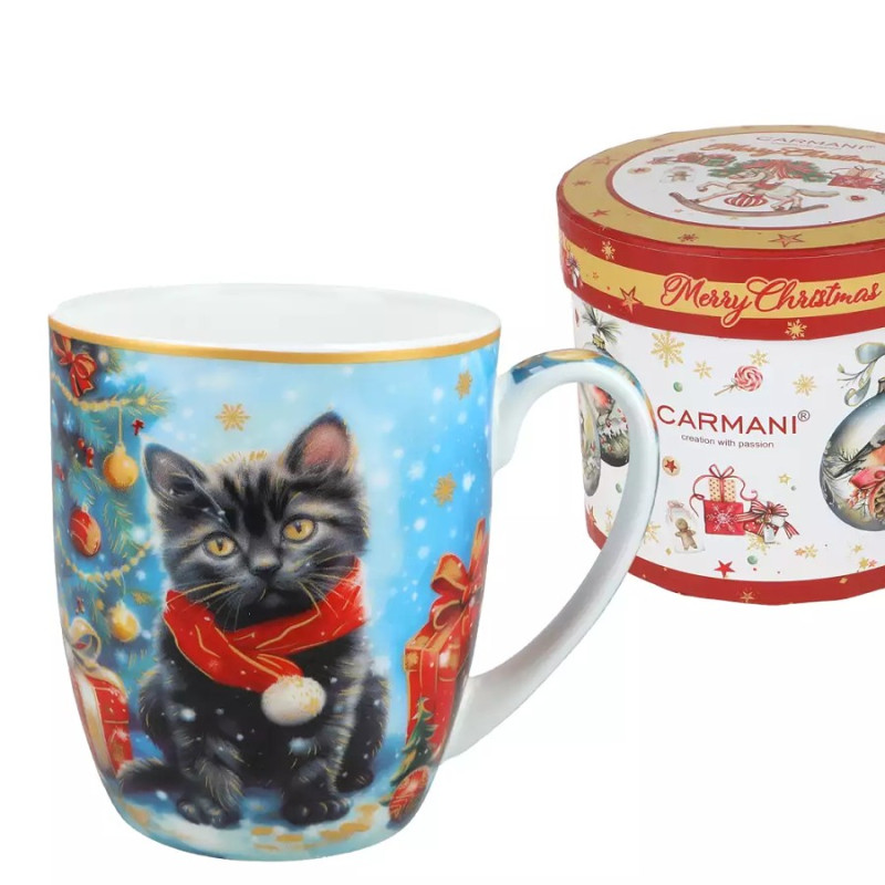 Hrnek 380 ml Camio - Vánoční černé koťátko