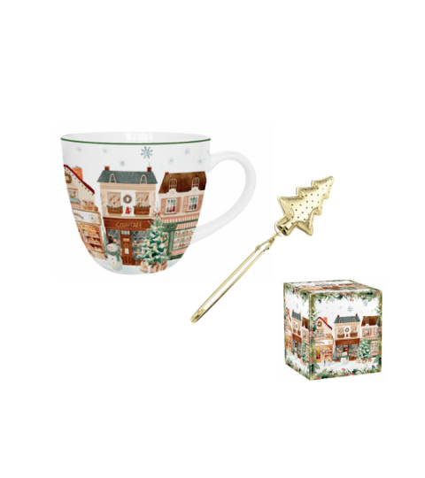 Hrnek 460 ml s kovovým sítkem CHRISTMAS CITY 2