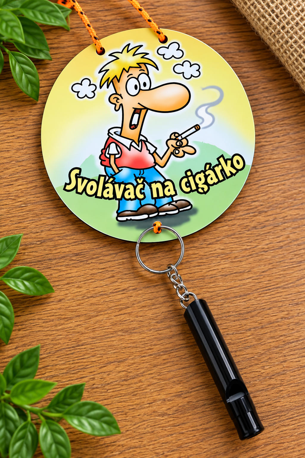 Vtipný Svolávač na cigárko s píšťalkou 10cm