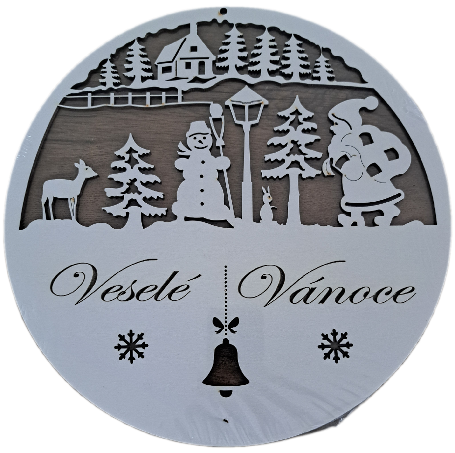 Dřevo na stěnu-veselé vánoce  31cm