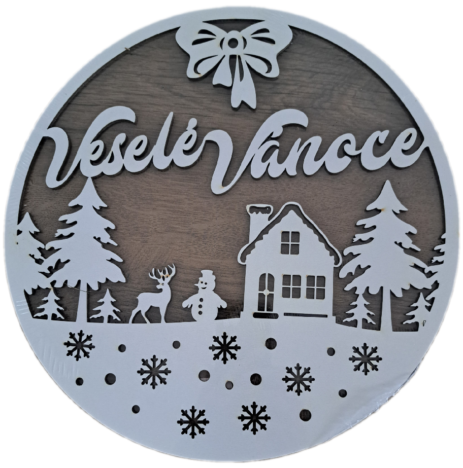 Dřevo na stěnu-veselé vánoce  31cm