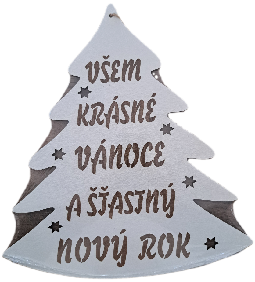Dřevo vánoční strom 28x30cm