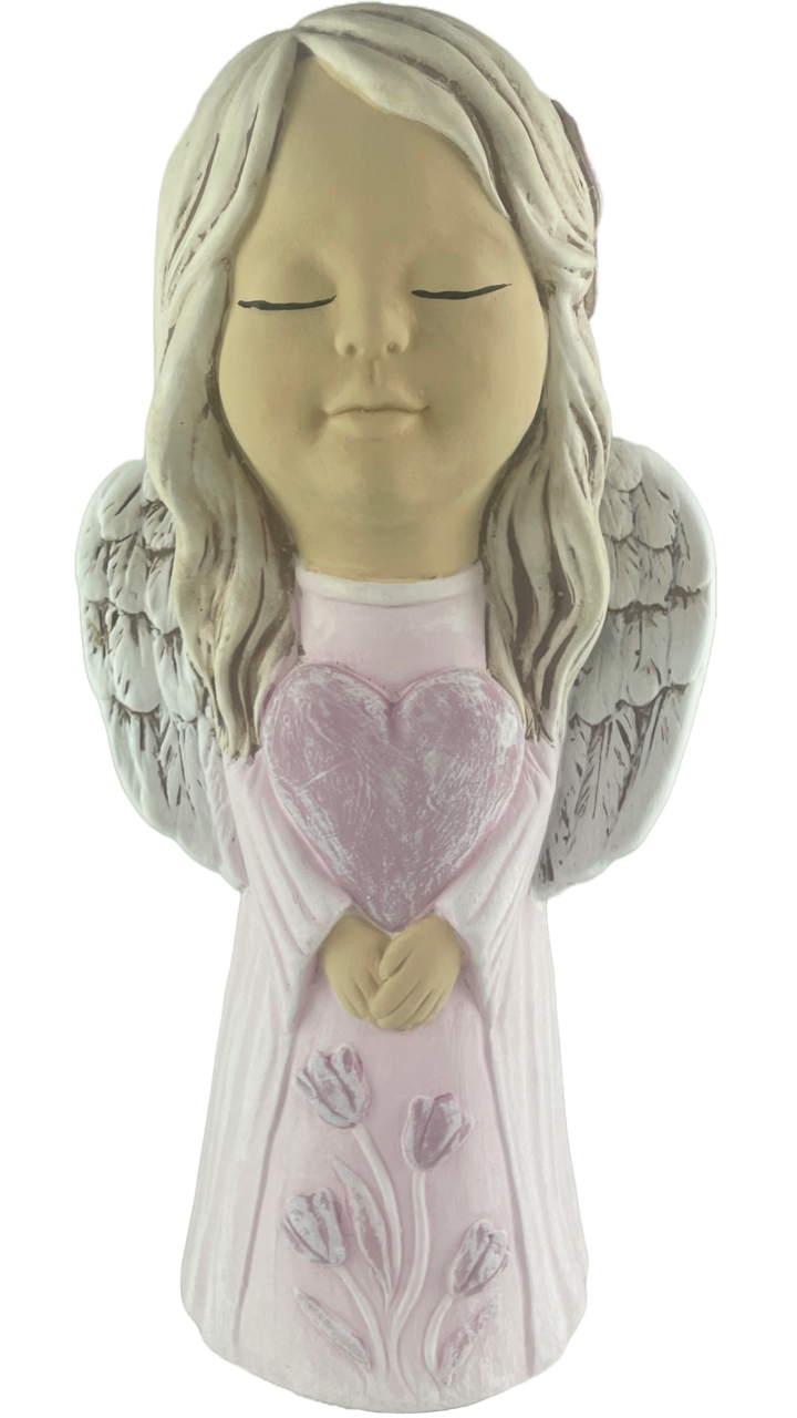 Anděl L Emilka srdce 34cm
