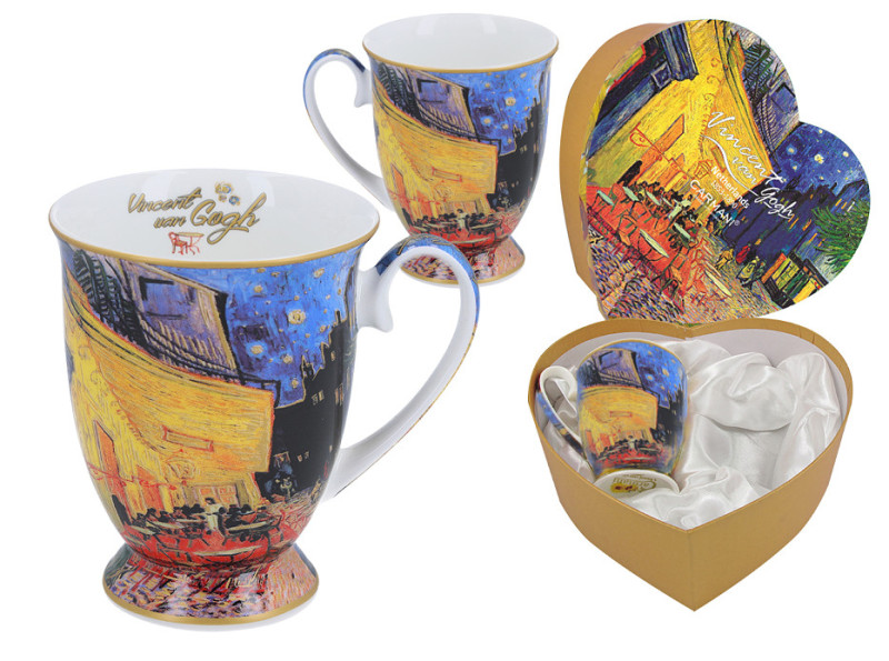 Hrnek 350 ml Vincent van Gogh "Terasa noční kavárny" sada 2ks v srdci