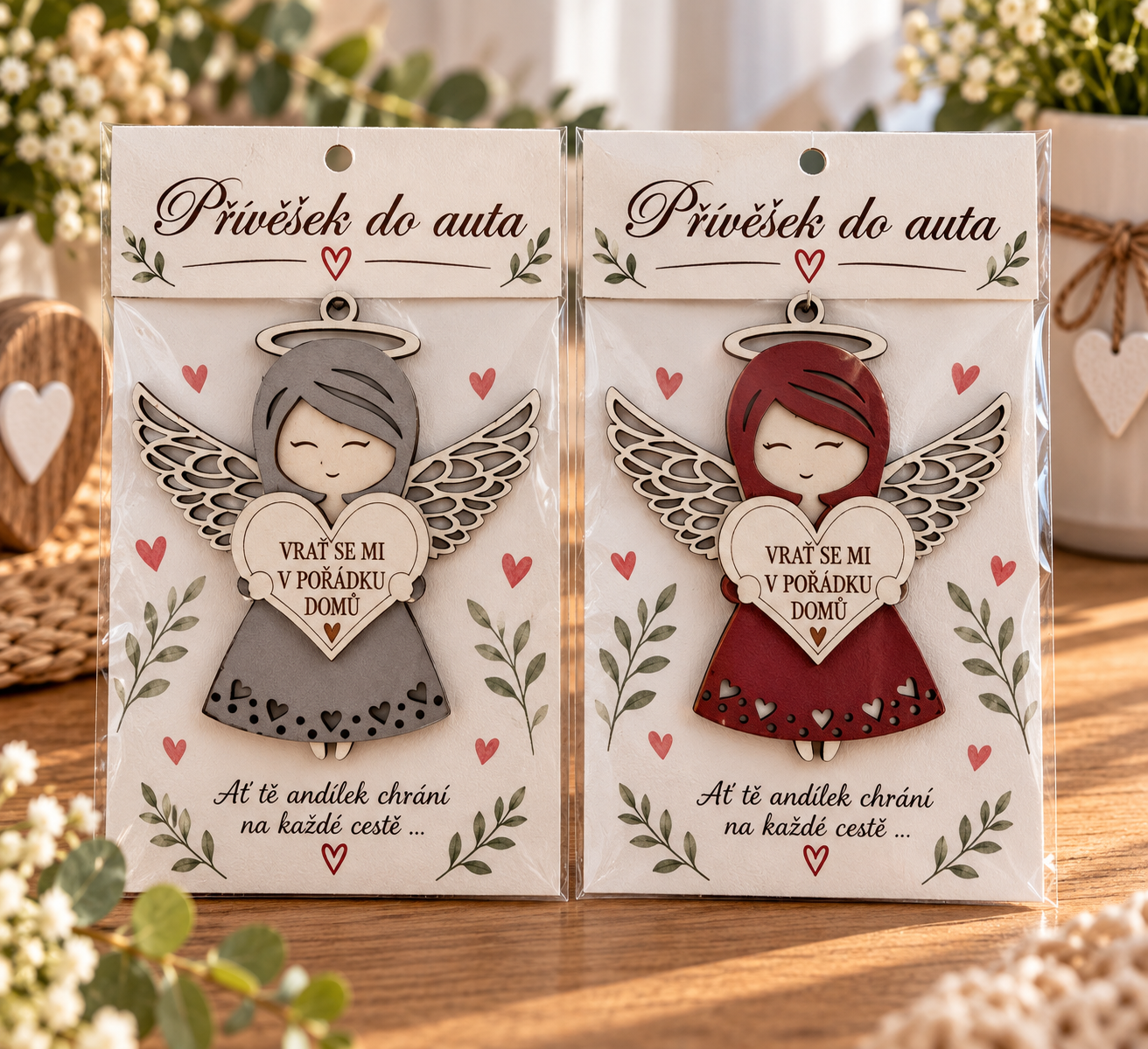 Andílek do auta „Vrať se mi v pořádku domů“ – 12 cm