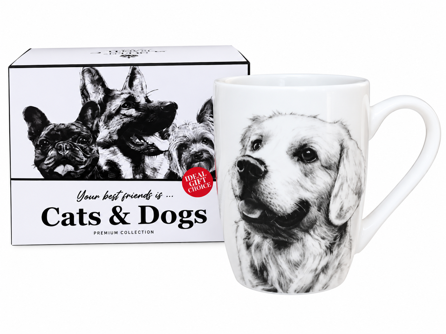 Porcelánový hrnek Cats & Dogs – Zlatý retrívr, 350 ml