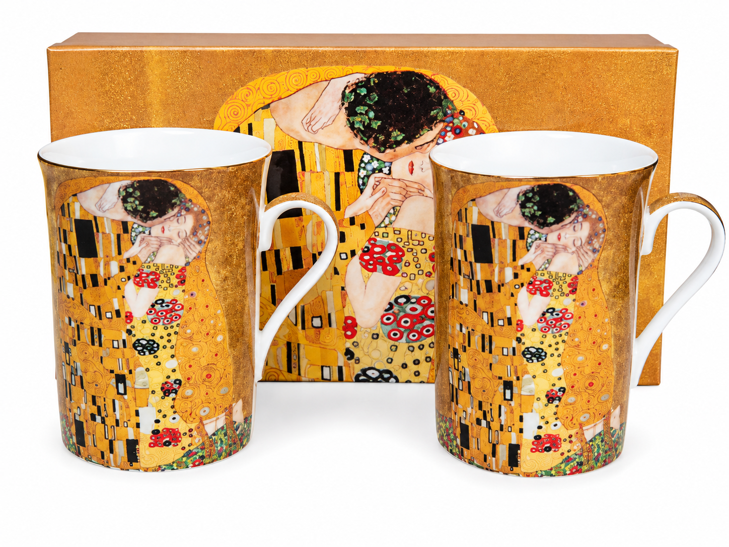 Sada 2 porcelánových hrnků Gustav Klimt – Polibek, 300 ml