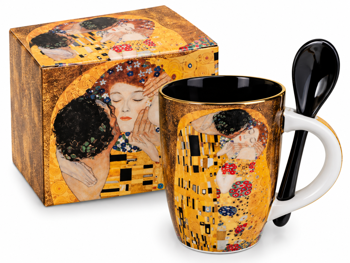 Keramický hrnek se lžičkou Gustav Klimt – Polibek