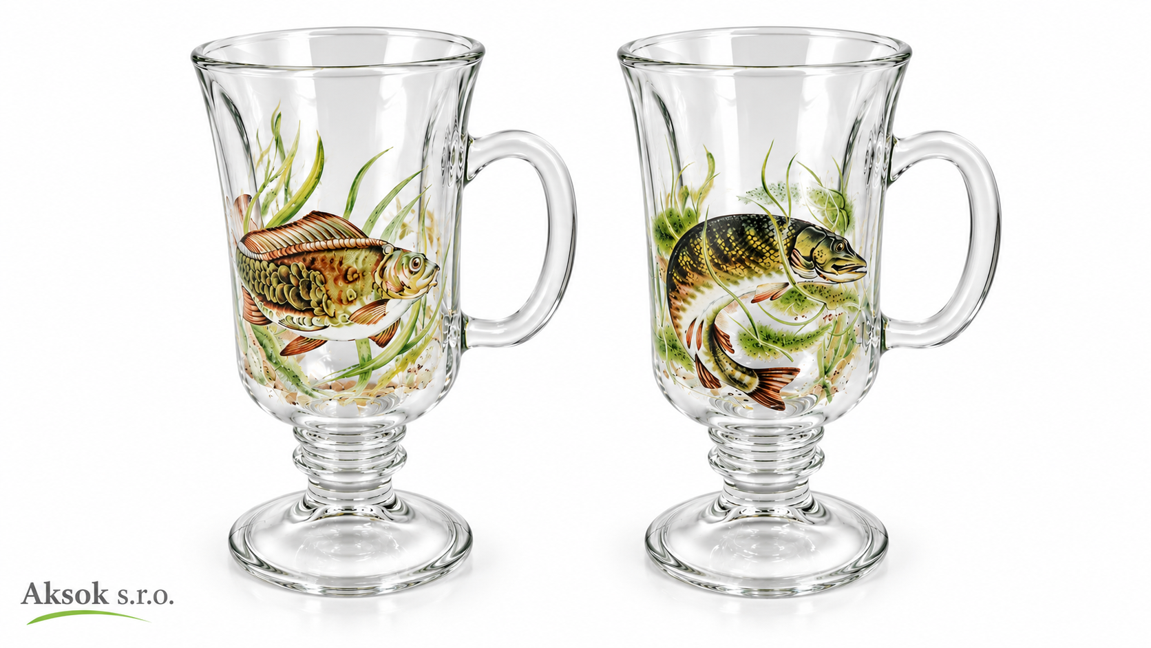 Skleněný hrnek VENEZIE s dekorem ryb – 300 ml
