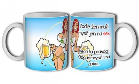 Hrnek Podle žen muži myslí jen....